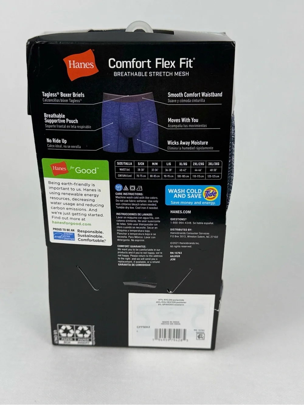 Hanes Comfort Flex Fit Breathable Stretch Mesh Boxer Briefs – Blue (3-Pack)
